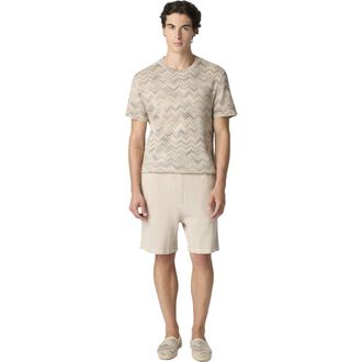 Missoni Bermuda Shorts In Cotton And Viscose With Tone-on-tone Zigzag Pattern in Beige& White at Nordstrom, Size Medium
