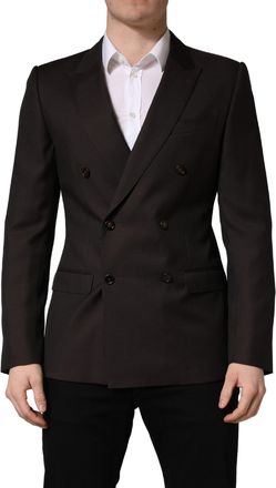 Dolce & Gabbana Mens Dark Violet Wool Double Breasted Suit Jacket Silk Virgin