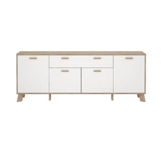 ebuy24 Buffet de 4 puertas, 1 caj&oacute;n decoraci&oacute;n roble y blanco l195,7 cm