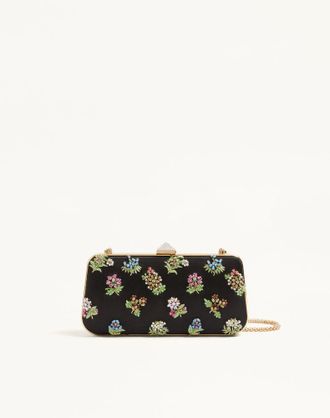 Valentino Garavani Minaudiere Carry Secrets Raso Con Ricamo Floreale Donna NERO/MULTICOLOR UNI