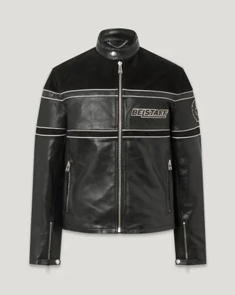 Belstaff Competition Speed Jacket Mens Calf Leather/calf Suede Black Size 2XL