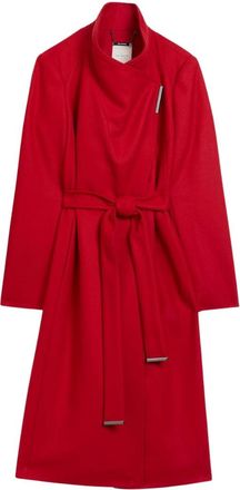 Ted Baker Rose Midi Length Belted Wool Red Wrap Coat