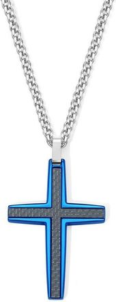 Brook & York Mens Cross Pendant Necklace in Silver/Blue at Nordstrom