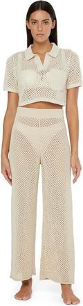 Onia Knit Crochet Wide Leg Pant in Sandshell at Nordstrom, Size X-Small