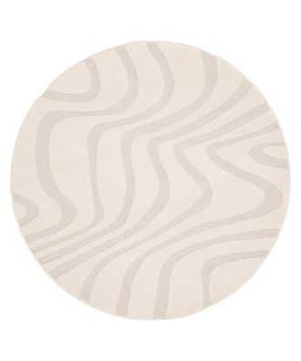 AFK Living Alfombra redonda con efecto relieve beige 160 x 160 cm