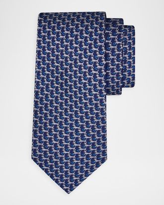 Ferragamo Men & apos;s Dachshund Silk and Wool Tie