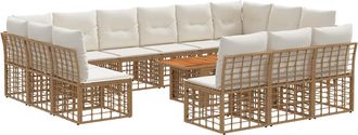 vidaXL Conjunto De Sof&aacute;s De Jard&iacute;n 14 Uds. Natural Y Crema Vidaxl