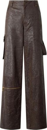 Roberto Cavalli Leren cargo broek - Zwart