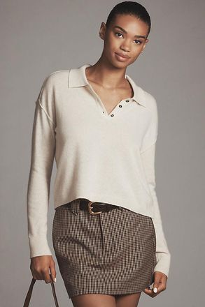 Pilcro The Jensen Cashmere Crop Polo Sweater by Pilcro