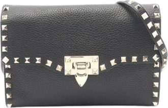 Valentino Pre-owned Rockstud Small Shoulder Bag - Dames - Vintage Schoudertas - Zwart - ONE Size - Leer - Vintage