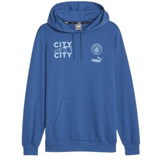 Puma Heren-hoodie van Manchester City FC van katoenmix (Blauw meer)