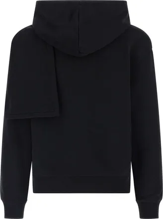 Courr&egrave;ges Brushed Cotton with Tone-on-Tone Embroidery Hoodie - Black