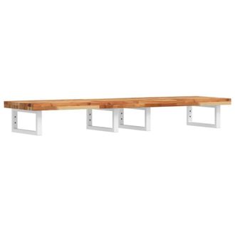 Berkfield Home Basin Shelf Wall Mounted Steel & Solid Wood Acacia in Brown