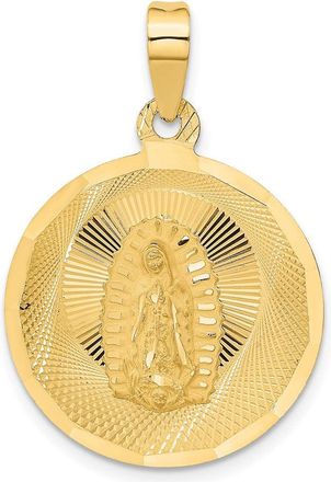 Diamond2Deal 14k Yellow Gold Polished Diamond-Cut Lady Of Guadalupe Circle Pendant