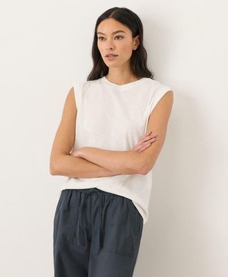 Pact Organic Cotton Featherweight Slub Relaxed Muscle Tee in Cream at Nordstrom, Size Xx-Large