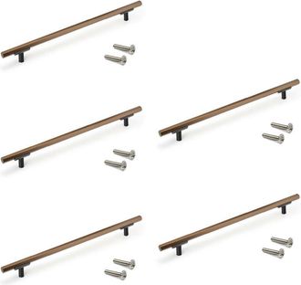 Emuca Lote De 5 Tiradores Para Mueble Riad, L232mm, Intereje 192mm, Aluminio, Bronce - Emuca