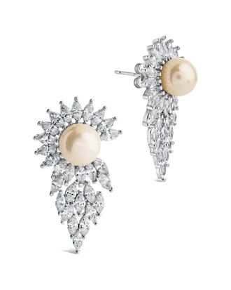 Sterling Forever 8mm Pearl CZ Rhianna & Statement Stud Earrings