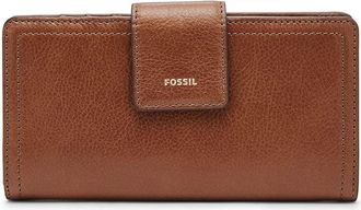 Fossil Wallet for Women Logan, Leather/Polyurethane Trim Tab Clutch brown 17.1 cm L x 1.9 cm W x 8.9 cm H SL7830200