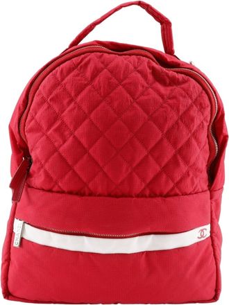 Chanel Red Color Nylon Backpack (Pre-Owned)