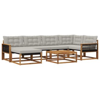 vidaXL Conjunto De Sof&aacute;s De Exterior 7 Pcs Natural Y Gris Claro Vidaxl