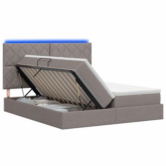 vidaXL Cama De Almacenamiento Led Con Colch&oacute;n Topo 180 X 200 Cm Tela Vidaxl