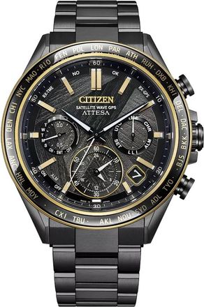 Citizen Attesa ACT Perpetual Alarm World Time Chronograph Black Dial Mens Watch CC4078-51E