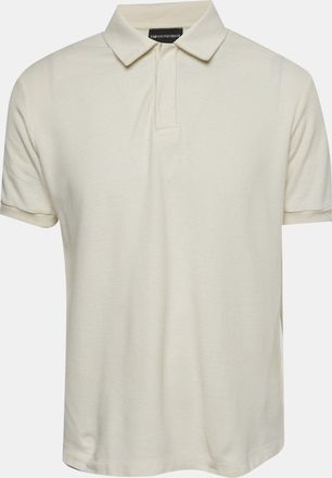 Emporio Armani Cream Back Print Pique Polo T-Shirt
