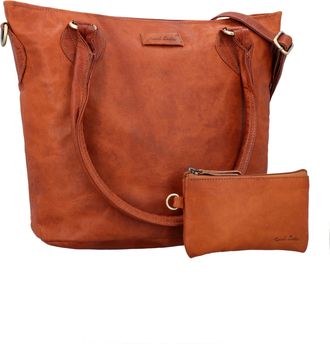Gusti Leather Handbag Womens Shoulder Bag Medium Size - Genuine Leather Brown with AirTag Compartment - Shoulder Bag for Office, University, Everyday Use - 