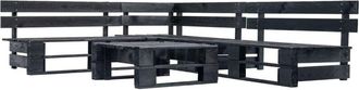 vidaXL Set de muebles de jardín de palets 4 piezas madera negro vidaXL
