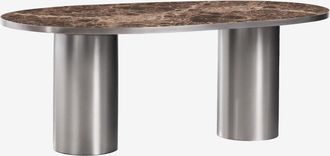 Sklum Mesa De Comedor Ovalada 220x110 Cm En Piedra Natural Y Acero Inoxidable Fertrix Sklum