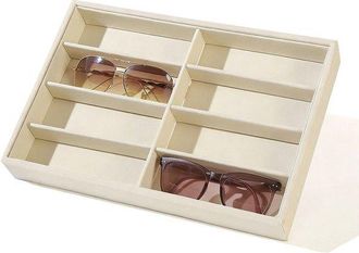OEM Caja De Almacenamiento Para Gafas - Caja Expositora Con 8 Compartimentos - Multifuncional - Apta Para Gafas, Relojes Y Joyas - Beige