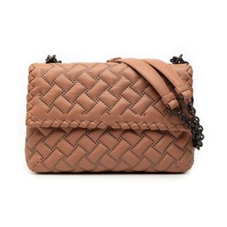 Bottega Veneta Pre-owned Shoulder Bags, female, Brown, Size: ONE SIZE Pre-owned Studded Quilted Design Bag