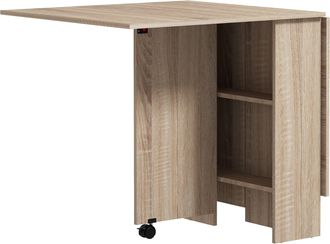 HOMCOM Rolling Drop Leaf Dining Table Folding Kitchen Table with Open Shelves | TJ Hughes