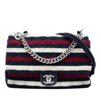 Chanel Pre-owned Quilted Striped Jersey Satchel - Dames - Pre-owned - Veelkleurig - Maat: ONE Size Jersey