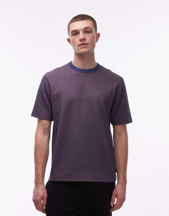 Paul Smith T-shirt a maniche corte in maglia jacquard blu