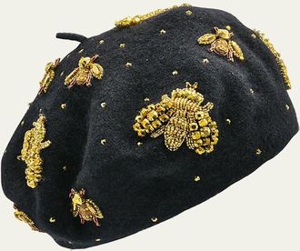 Kokin New York Honeybee Beaded Wool Beret