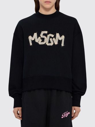 Msgm Felpa girocollo in cotone con logo ricamato