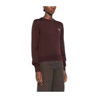 Maison Kitsun&eacute; Truien & Vesten, Dames, Bruin, S, Wol, Baby Fox Merino Regular Jumper