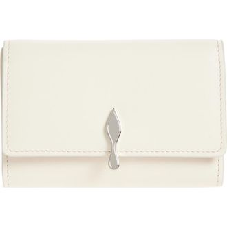 Christian Louboutin Bettina Leather Cardholder in Suzuran/Silver at Nordstrom