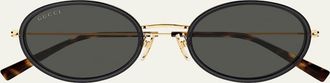 Gucci Emblem 52mm Acetate & Metal Oval Sunglasses