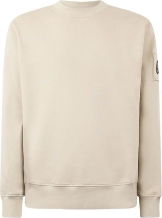 Moose Knuckles Sweatshirts, male, Beige, XL, Beige Crew Neck Sweatshirt