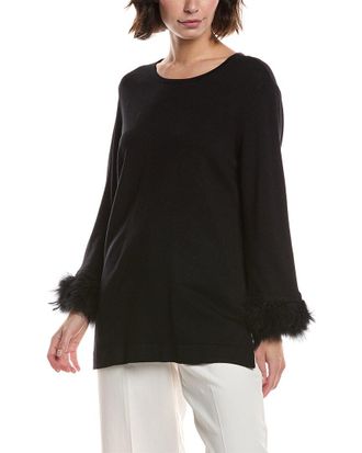 Anne Klein Feather Trim Sweater