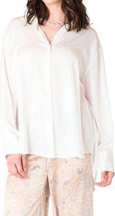 Dex Clothing Satin Button Down Blouse In White