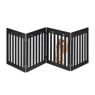 Relaxdays Relaxdays - Barrera De Seguridad Para Mascotas Plegable, Valla Protectora Sin Taladro, 60 X 204 Cm, Mdf, Negro
