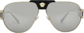 Versace Light Grey Mirror Silver Pilot Mens Sunglasses VE2252 10026G 63