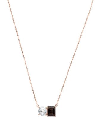 Suzy Levian Rose Gold Over Silver 5.00 Ct. Tw. Gemstone Toi Et Moi Necklace