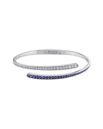 Rina Limor Silver 1.66 Ct. Tw. Lab-Grown Created Blue Sapphire 33, Created White Sapphire, Created White Sapphire Wrap Bangle B