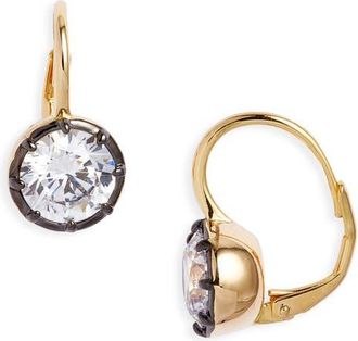 Nordstrom Georgian Cubic Zirconia Lever Back Earrings in Clear- Black- Gold at Nordstrom