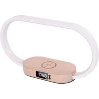 OEM L&aacute;mpara De Mesilla Con Cargador Inal&aacute;mbrico R&aacute;pido, Reloj, L&aacute;mpara De Mesa T&aacute;ctil Para Dormitorio, Decoraci&oacute;n De Madera, 3 Modos De Color - 15w - Crez
