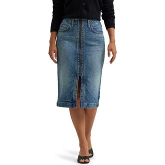 Lee Zip Front Denim Skirt in Indigo Cast at Nordstrom, Size 24